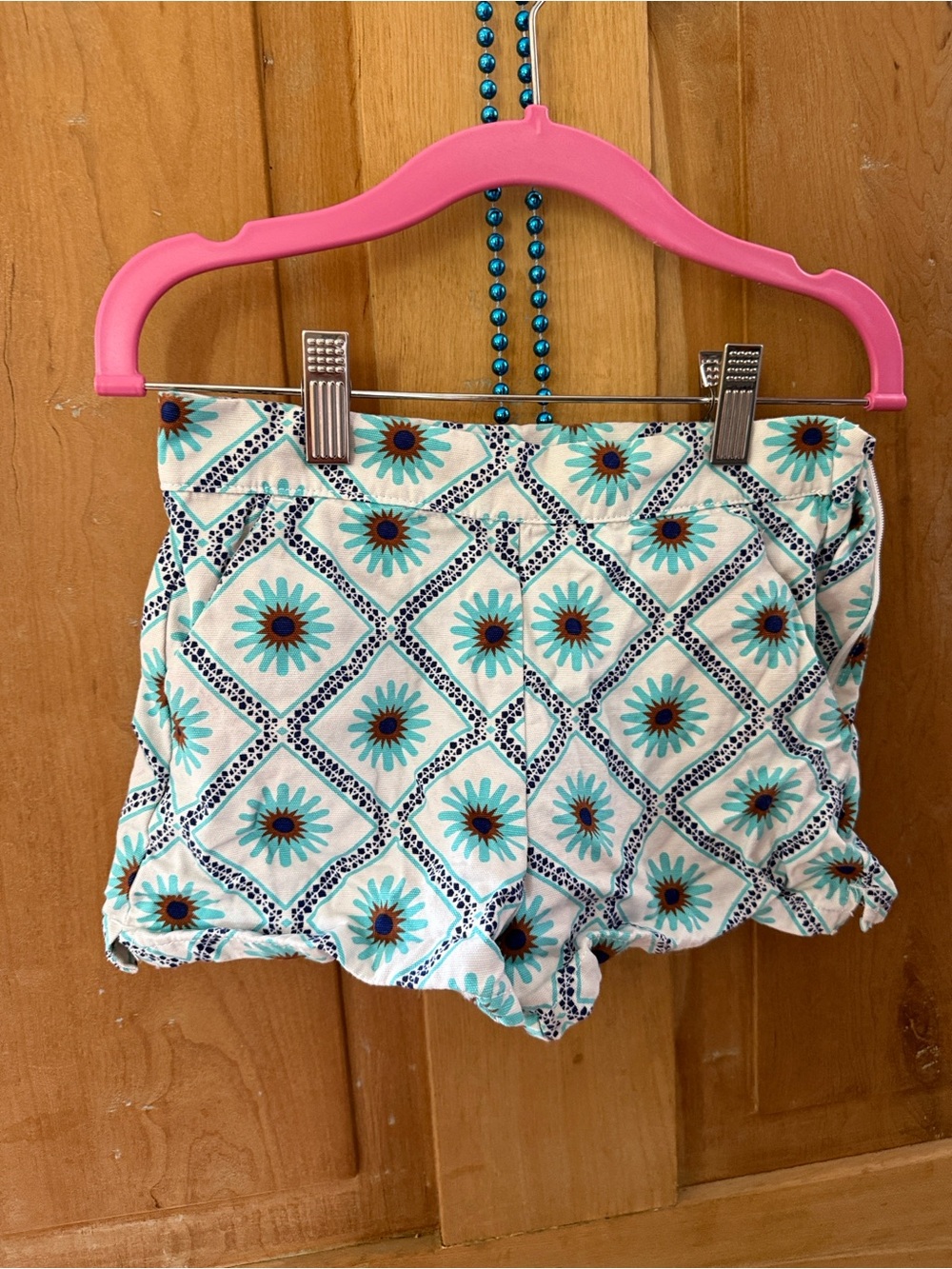 Janie and Jack Floral Tile Print Lounge Shorts - Turquoise & White